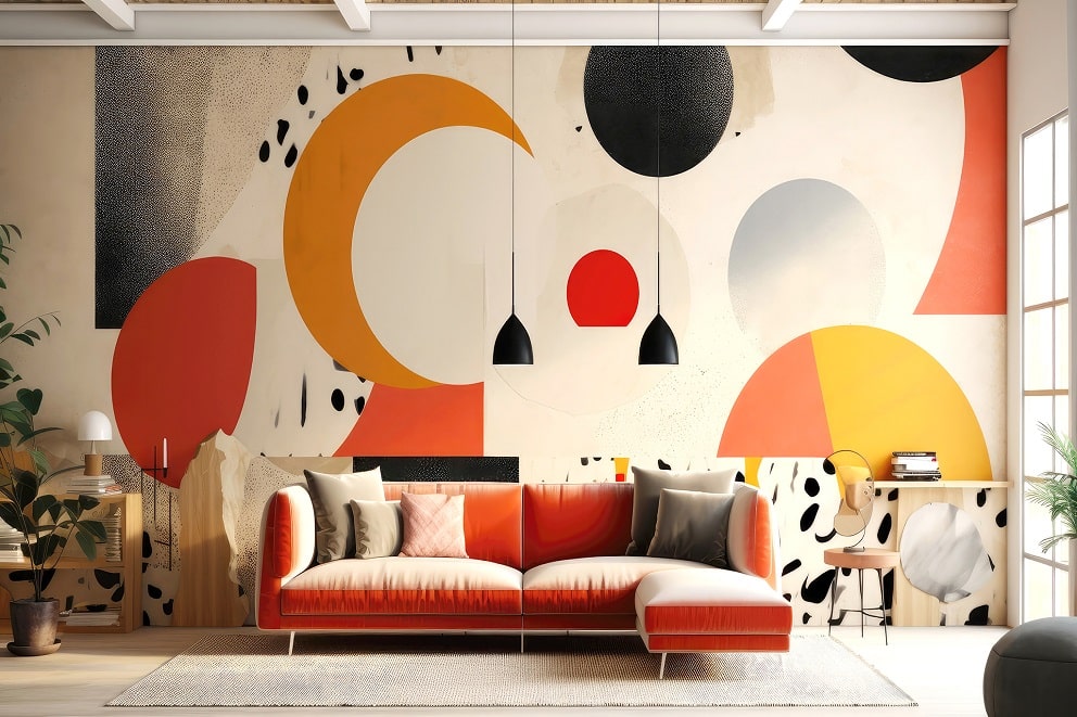 jaskrawie pomalowane pomieszczenie w nowoczesnym stylu