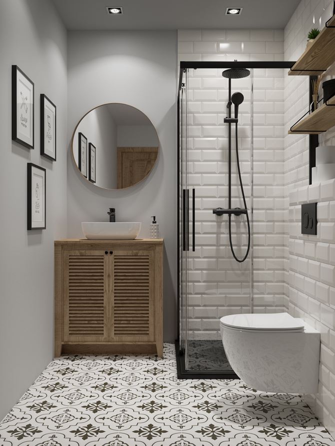 nowoczesna łazienka w kolorze jasnym